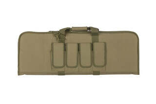 NC Star lightweight olive drab green carbine case is 36 inches long and 13 inches tall with multiple magazine and accessory pockets